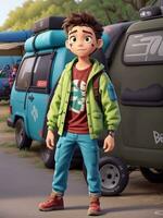Boy character 3d illustration ai generative photo