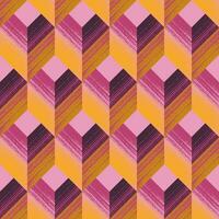 Abstract Geometric Seamless Pattern of Textured Squares and Chevrons in Yellow, Pink, Purple, Magenta and Mustard Colors. Fashionable Bright Regular Design for Wallpapers, Wrappings, Products vector