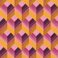 Abstract Geometric Seamless Pattern of Textured Squares and Chevrons in Yellow, Pink, Purple, Magenta and Mustard Colors. Fashionable Bright Regular Design for Wallpapers, Wrappings, Products vector