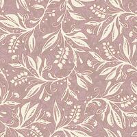Floral seamless pattern with leaves and berries in pink, cream and taupe colors, hand-drawn and digitized. Design for wallpaper, textile, fabric, wrapping, background. vector