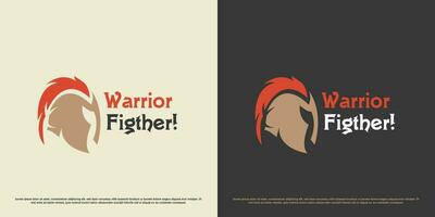 Spartan fighter logo design illustration. Mascot symbol head helmet warrior gladiator ancient greek war classic roman empire kingdom. Simple flat icon next to minimalist classy bold luxury vintage. vector