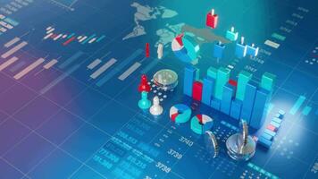 valores mercado financiero grafico gráfico para inversión, 3d representación video