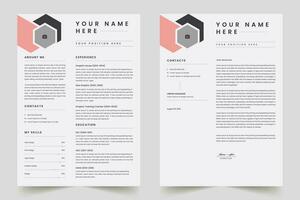 Clean Modern Resume Layout Vector Template for Business Job Applications, Minimalist resume CV template, Resume design template, CV design, multipurpose resume design