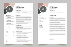 Clean Modern Resume Layout Vector Template for Business Job Applications, Minimalist resume CV template, Resume design template, CV design, multipurpose resume design