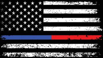 Police And Firefighter American Flag Vector