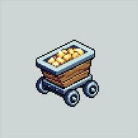 Pixel art illustration Mine Cart. Pixelated Mine Cart. Mine Quarry Cart pixelated for the pixel art game and icon for website and video game. old school retro. vector