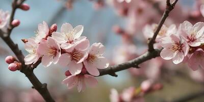 a realistic a close up of a cherry blossom tree ai generated photo