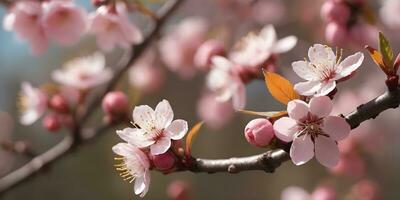 a realistic a close up of a cherry blossom tree ai generated photo