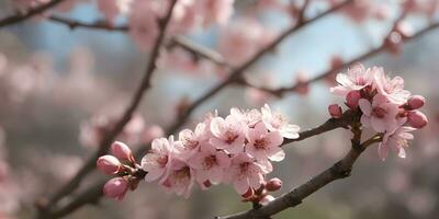 a realistic a close up of a cherry blossom tree ai generated photo