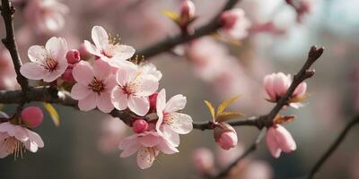 a realistic a close up of a cherry blossom tree ai generated photo