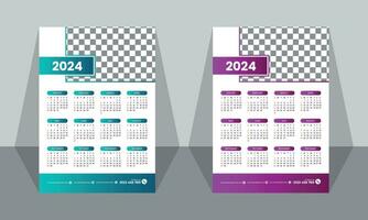 Vector 2024 wall calendar template design.