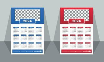 Vector 2024 wall calendar template design.