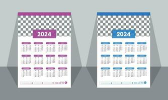 Vector 2024 wall calendar template design.