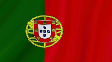 Portugal waving flag. Portuguese realistic flag animation. Close up motion loop background video