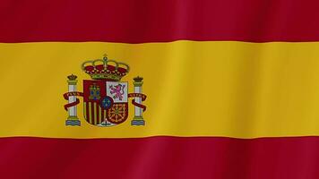 Spain waving flag. Spanish realistic flag animation. Close up motion loop background video