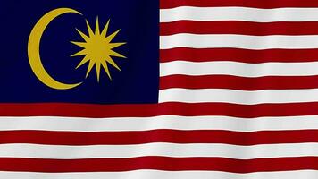 Malaysia winken Flagge. malaysisch realistisch Flagge Animation. schließen oben Bewegung Schleife Hintergrund video