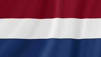 das Niederlande winken Flagge. Niederländisch realistisch Flagge Animation. schließen oben Bewegung Schleife Hintergrund video