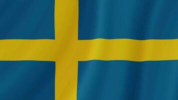 Sweden waving flag. Swedish realistic flag animation. Close up motion loop background video