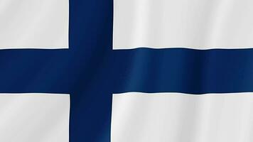 Finland waving flag. Finnish realistic flag animation. Close up motion loop background video