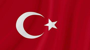 Turkey waving flag. Turkish realistic flag animation. Close up motion loop background video