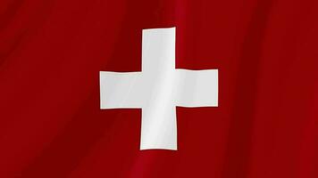 Switzerland waving flag. Swiss realistic flag animation. Close up motion loop background video