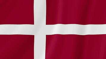 Danmark vinka flagga. dansk realistisk flagga animation. stänga upp rörelse slinga bakgrund video