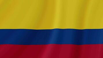 Colombia golvend vlag. Colombiaanse realistisch vlag animatie. dichtbij omhoog beweging lus achtergrond video