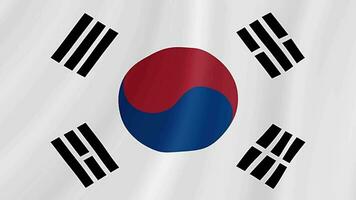 South Korea waving flag. Korean realistic flag animation. Close up motion loop background video