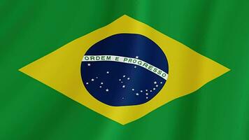 Brazil waving flag. Brazilian realistic flag animation. Close up motion loop background video