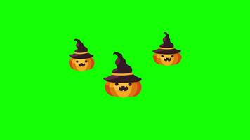 Halloween pumpkin with hat icon animation motion graphics video transparent background with alpha channel