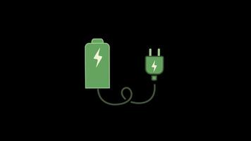 eco vänlig batteri plugg i eco animering med alfa kanal. video