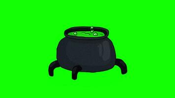 Halloween Hot liquid cauldron, Pot icon animation motion graphics video transparent background with alpha channel