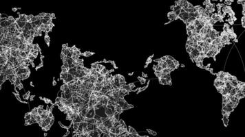 abstrakt plexus förbindelse värld Karta animering slinga video på svart bakgrund