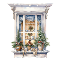 AI generated Window For Christmas Event. Watercolor Style. AI Generated png