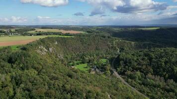 Aerial of forest and landscape in the Belgium Wallonia. High-quality FullHD footage video