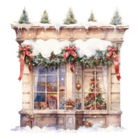 AI generated Window For Christmas Event. Watercolor Style. AI Generated png