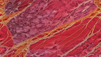 Burgundy with red and gold lines marble background. Marble board background top view. Generative AI photo