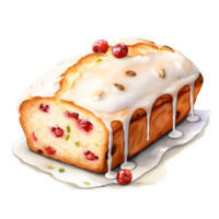 Loaf Cake For Christmas Event. Watercolor Style. AI Generated png