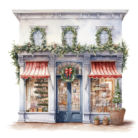 AI generated Storefront For Christmas Event. Watercolor Style. AI Generated png