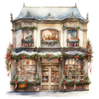 AI generated Storefront For Christmas Event. Watercolor Style. AI Generated png