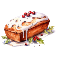 Loaf Cake For Christmas Event. Watercolor Style. AI Generated png