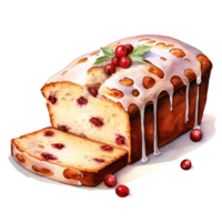 Loaf Cake For Christmas Event. Watercolor Style. AI Generated png