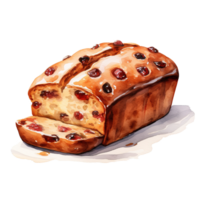 Loaf Cake For Christmas Event. Watercolor Style. AI Generated png