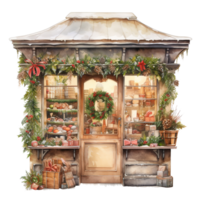 AI generated Storefront For Christmas Event. Watercolor Style. AI Generated png