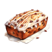 Loaf Cake For Christmas Event. Watercolor Style. AI Generated png