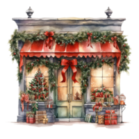 AI generated Storefront For Christmas Event. Watercolor Style. AI Generated png