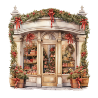 AI generated Storefront For Christmas Event. Watercolor Style. AI Generated png