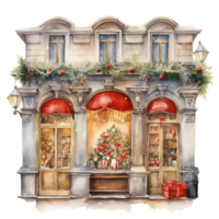 AI generated Storefront For Christmas Event. Watercolor Style. AI Generated png