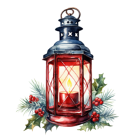 Lantern For Christmas Event. Watercolor Style. AI Generated png