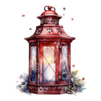 Lantern For Christmas Event. Watercolor Style. AI Generated png